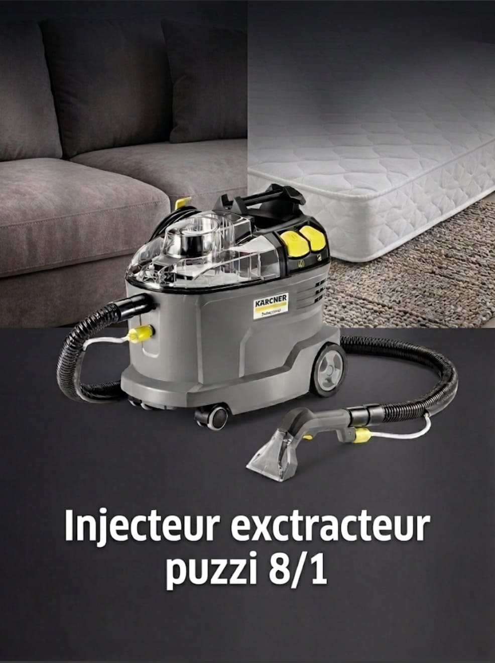 Injecteur-extracteur Puzzi utilisé pour le nettoyage des textiles